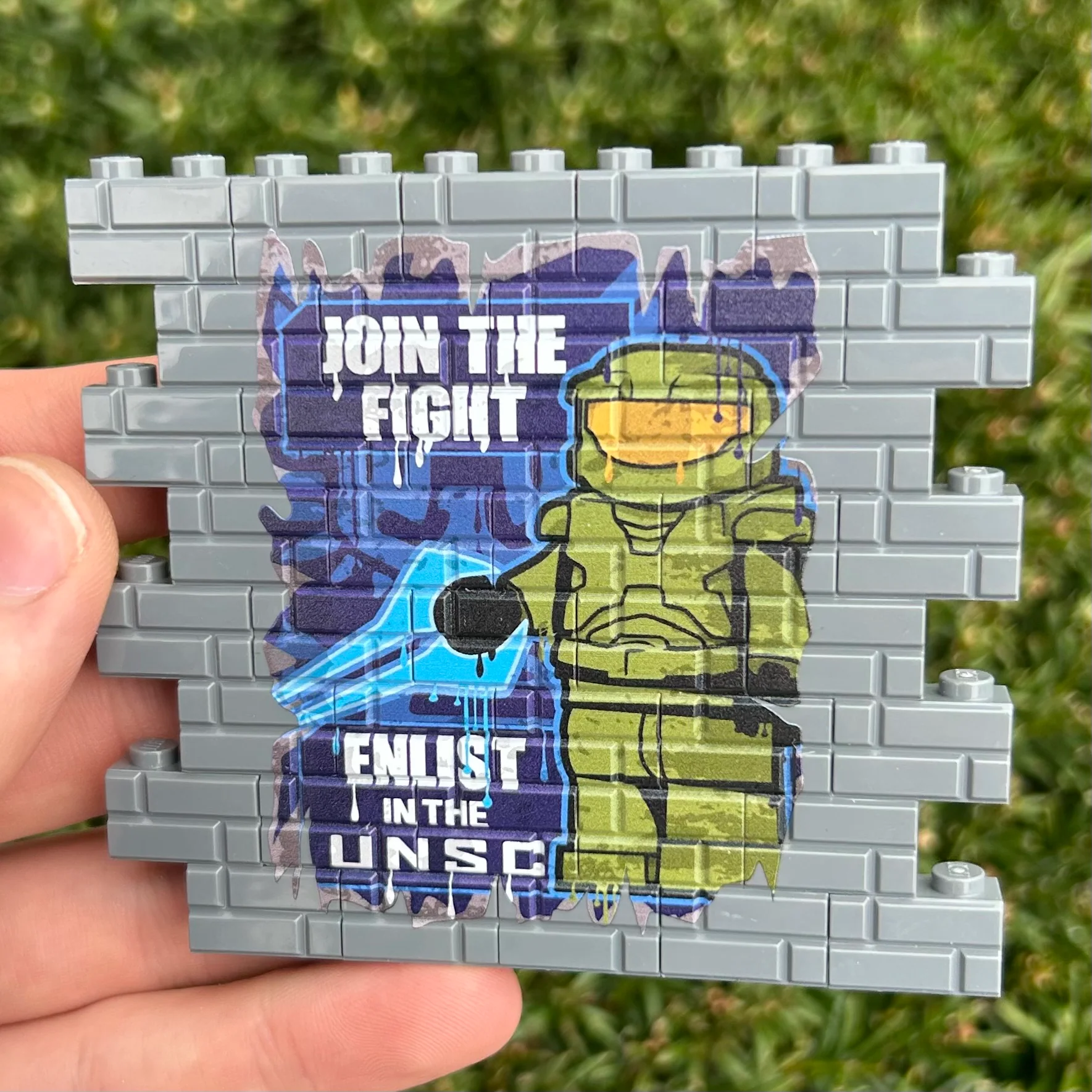 Join the Fight! Graffiti Wallbrick (Dark Bluish Grey)